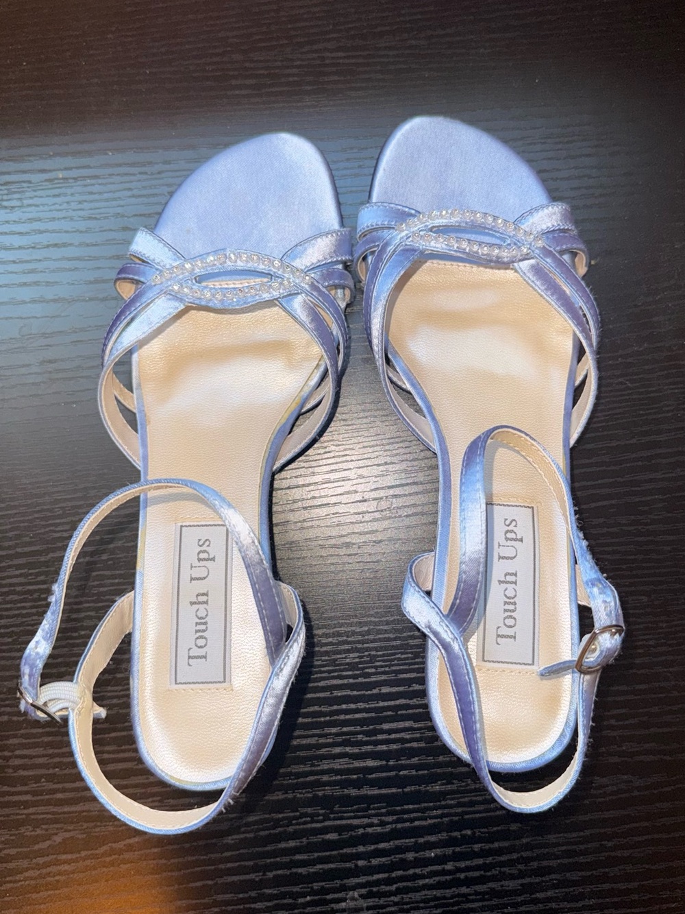 Touch Ups Lilac Crystal-Strap Silver Blue Evening Heels